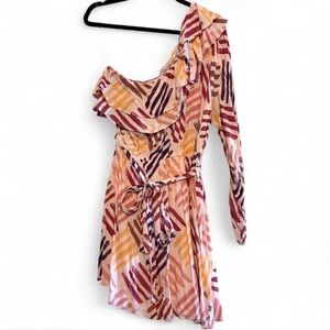 WORN ONCE: Emily Wonder One-Shoulder Ruffle Dress with Belt